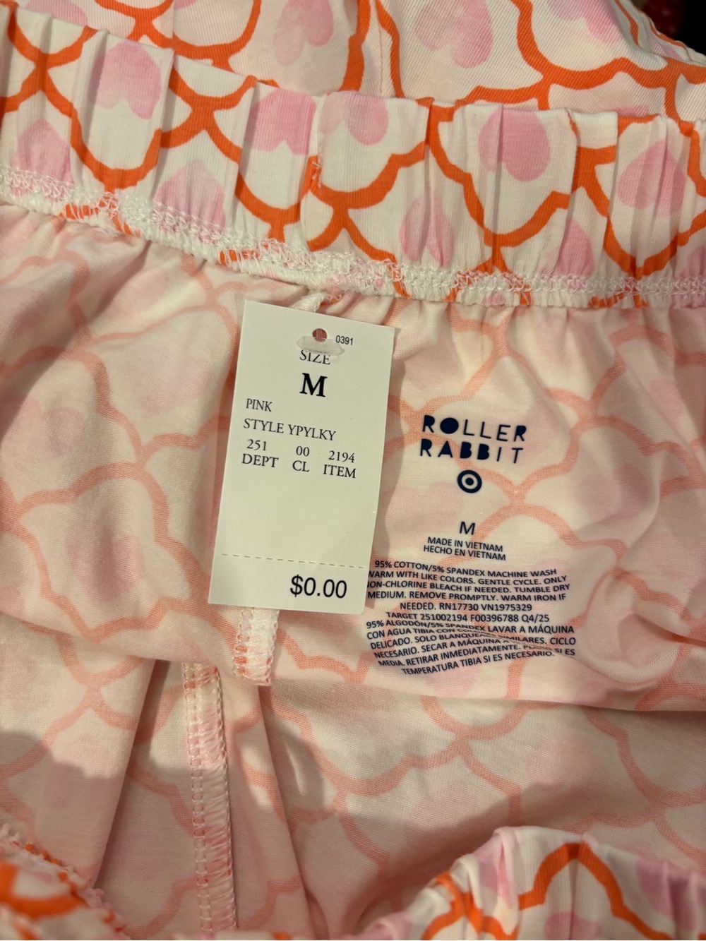 Roller Rabbit Pink & Orange Geometric Button-Up Top and Shorts - Size Medium NWT - Picture 6 of 6